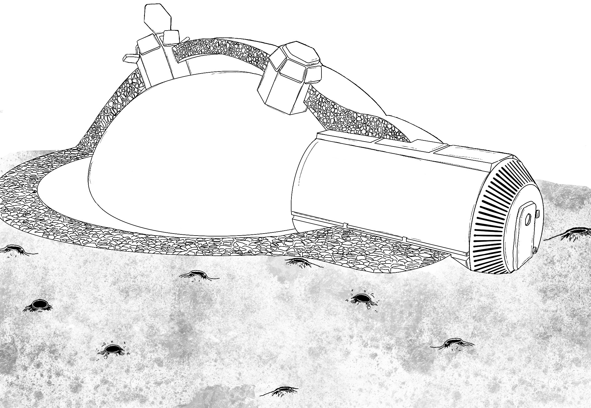 Une base lunaire, constituée de modules sphériques, répondant aux exigences spatiales